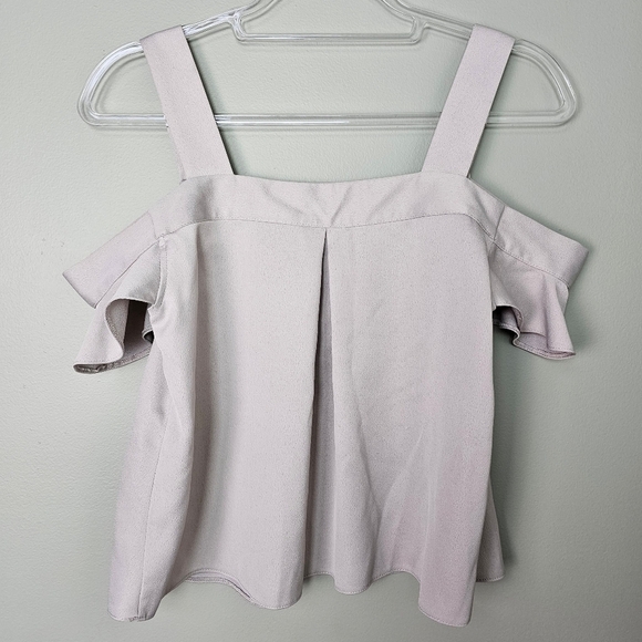 Topshop Flutter Sleeve Open Shoulder Blouse, Light Gray, Size 4 - Picture 8 of 12